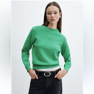 Mango Paola Openwork-Knit Long-Sleeve Sweater